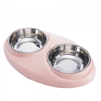 Stainless steel pet Taiji double bowls